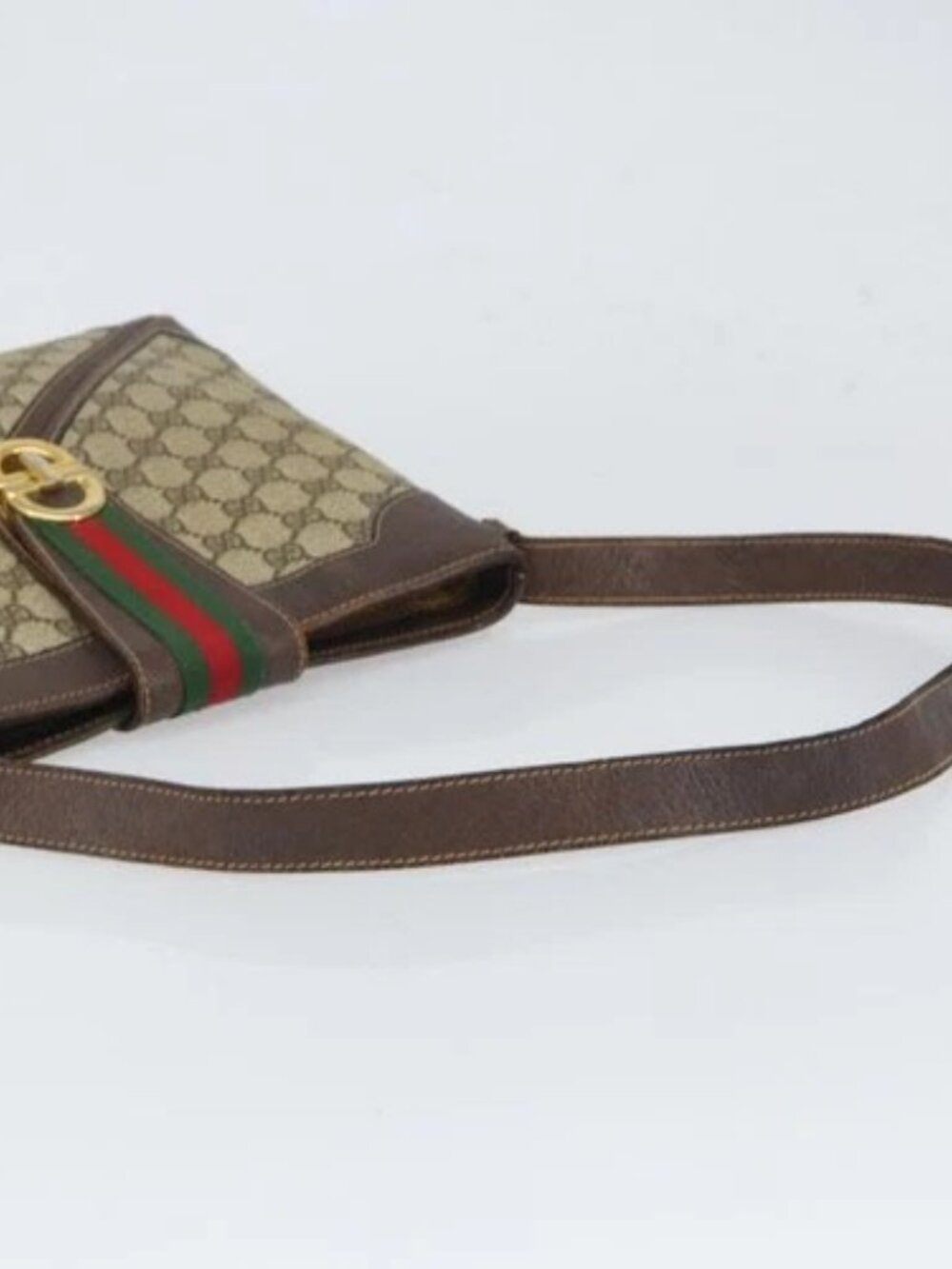GUCCI GG Supreme Web Sherry Line Shoulder Bag PVC Beige Gold 201446 Auth 166734 - Picture 7 of 16